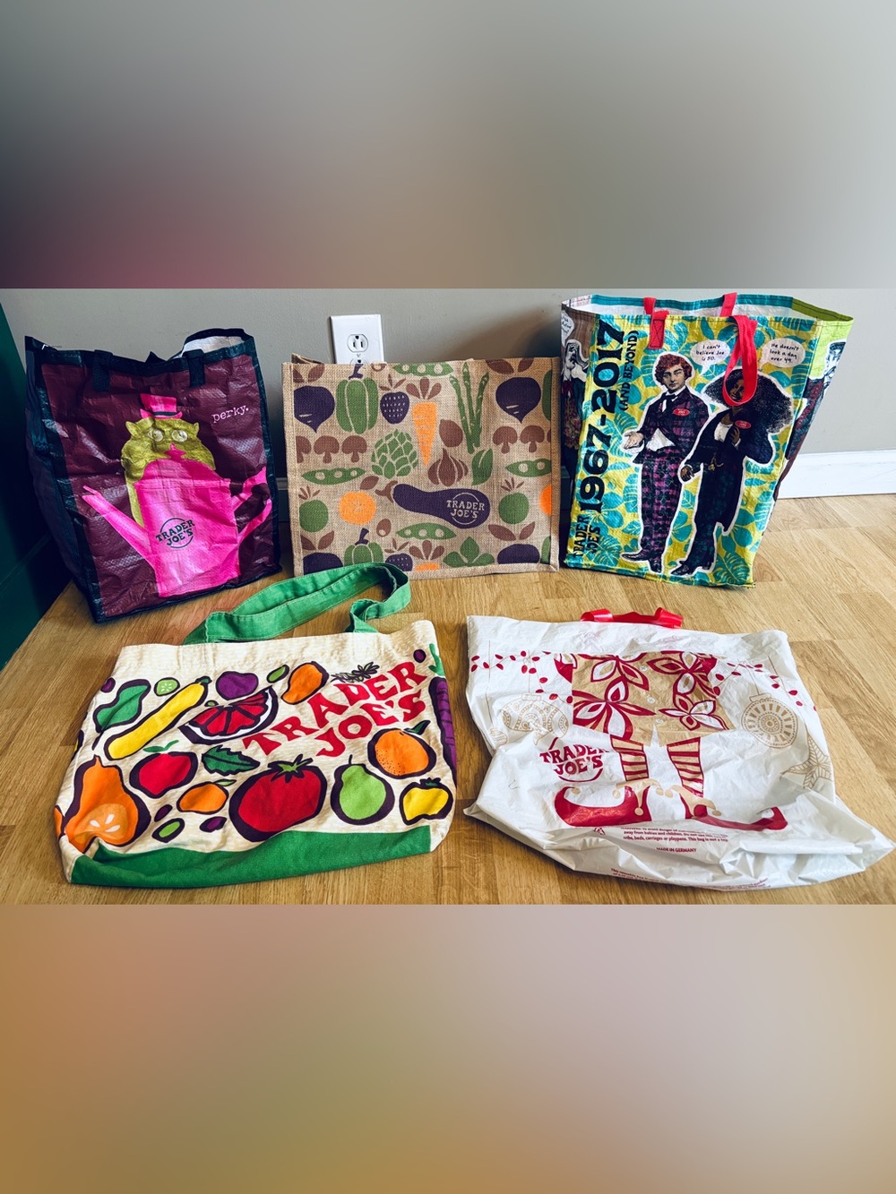 Lot of 5 Trader Joe's Reusable Grocery Bag Lot